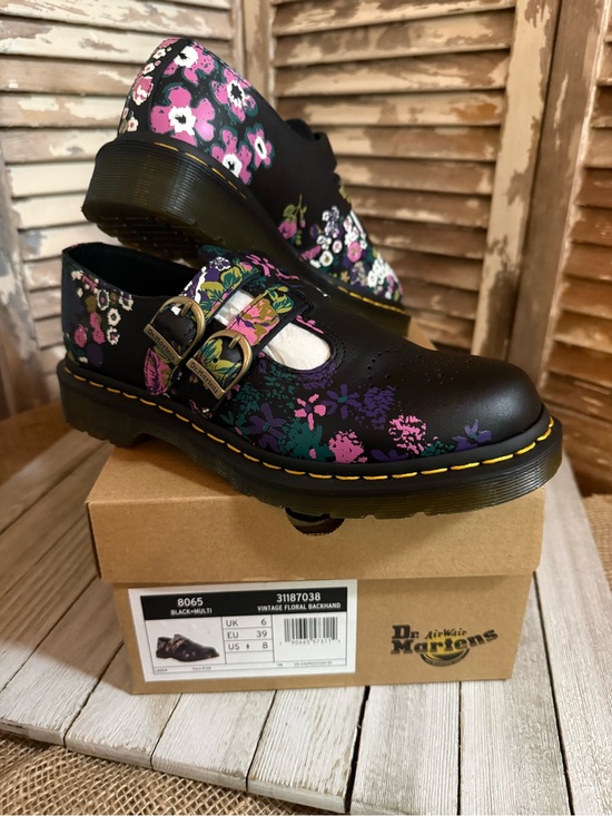 Dr. Martens Shoes - Dr. Martens Black Floral Mary Jane Shoes, New in Box